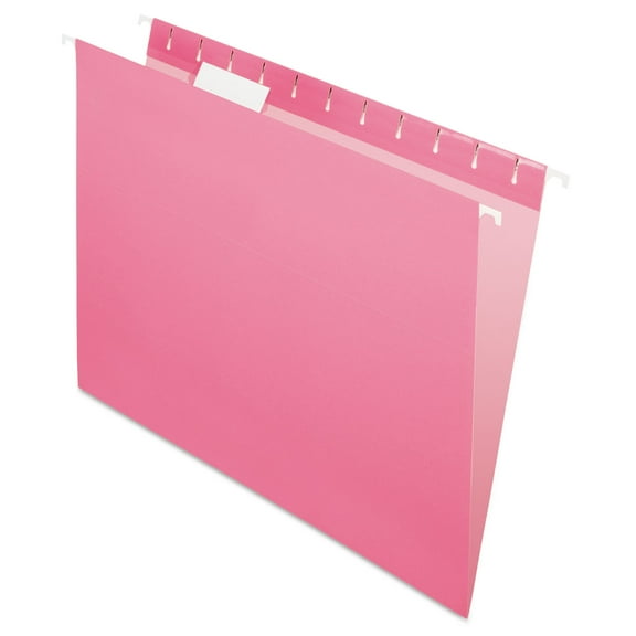 Pendaflex 81609EE 1/5-Cut Tabs Letter Size Colored Hanging Folders - Pink (25/Box)