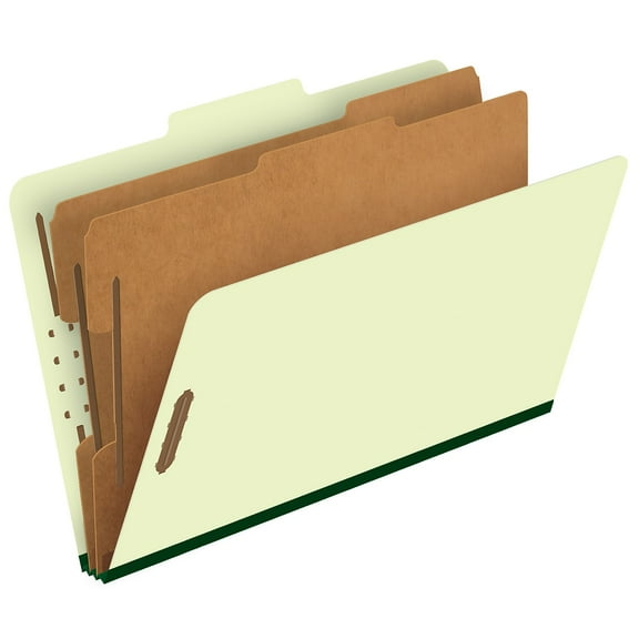 Pendaflex Pressboard Classification Folder 2-Dividers 2 1/2" Expansion Legal Size Light Green 10/Box