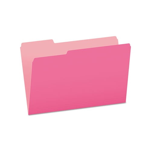 Pendaflex Colored File Folders 1/3 Cut Top Tab Legal Pink/Light Pink
