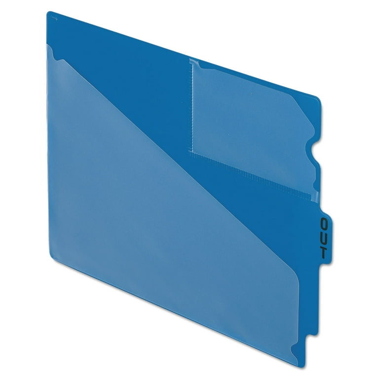 Colored Poly Out Guides with Center Tab, 1/3-Cut End Tab, Out, 8.5 x 11, Blue, 50/Box Colored Poly Out Guides with Center Tab, 1/3-Cut End Tab, Out, 8.5 x 11, Blue, 50/Box