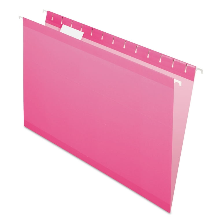 Colored Reinforced Hanging Folders, Legal Size, 1/5-Cut Tabs, Pink, 25/Box Colored Reinforced Hanging Folders, Legal Size, 1/5-Cut Tabs, Pink, 25/Box