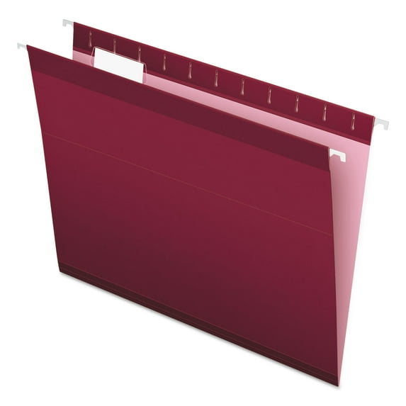 Pendaflex Colored Reinforced Hanging Folders, Letter Size, 1/5-Cut Tab, Burgundy, 25/Box (415215BUR)