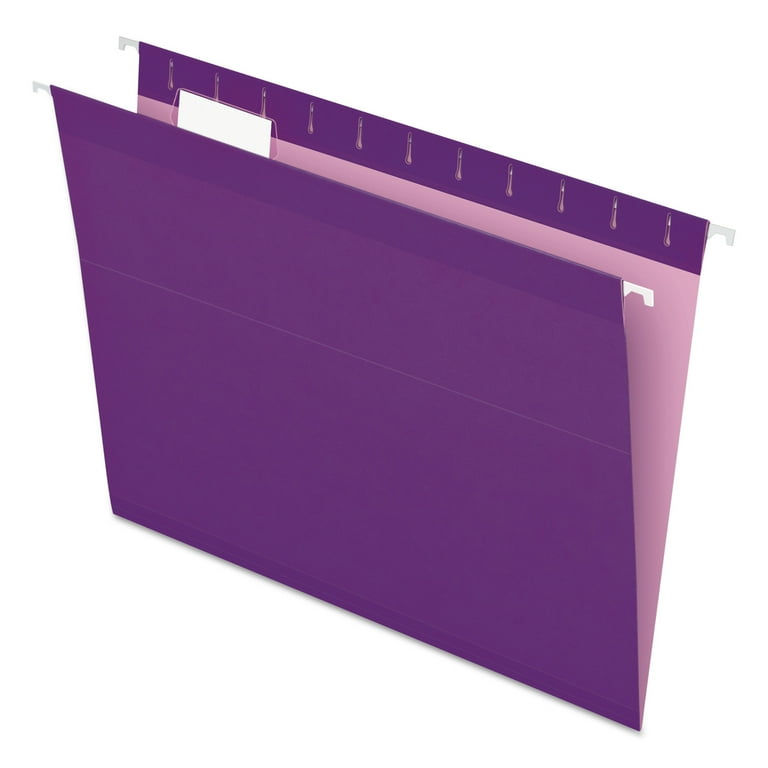 Colored Reinforced Hanging Folders, Letter Size, 1/5-Cut Tabs, Violet, 25/Box Colored Reinforced Hanging Folders, Letter Size, 1/5-Cut Tabs, Violet, 25/Box