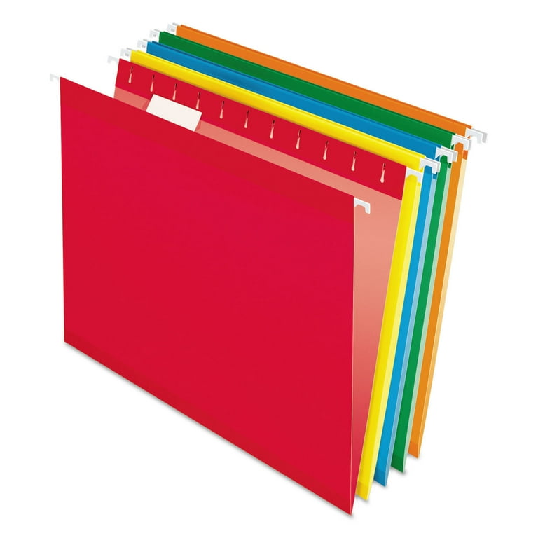 Colored Reinforced Hanging Folders, Letter Size, 1/5-Cut Tabs, Assorted Bold Colors, 25/Box Colored Reinforced Hanging Folders, Letter Size, 1/5-Cut Tabs, Assorted Bold Colors, 25/Box