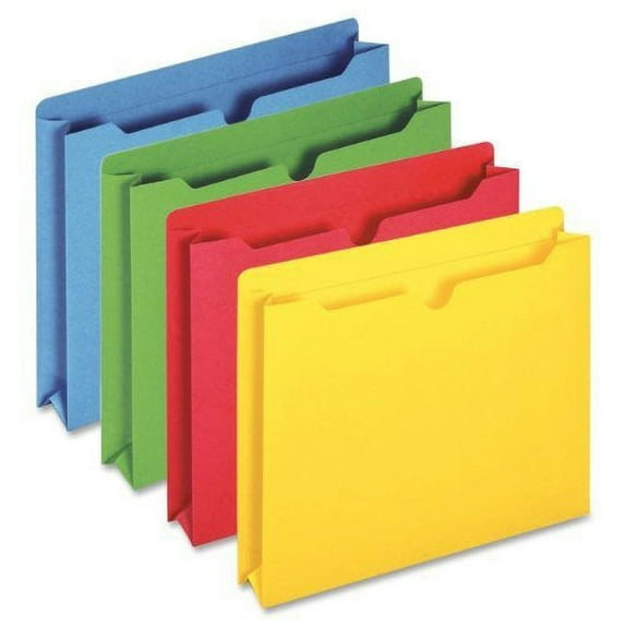 Pendaflex Double Top Tab Colored File Jackets - Letter - 8 1/2" x 11" Sheet Size - 400 Sheet Capacity - 2" Expansion - 11 pt. Folder Thickness - Blue, Green, Red, Yellow - 50 / Box