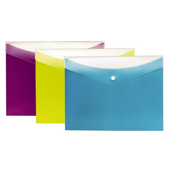 Pendaflex Dual Pocket Snap Poly Envelope, Letter Size, 3-Pack