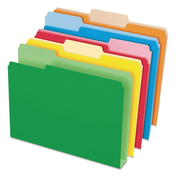Pendaflex 54460EE 1/3-Cut Tabs: Assorted Letter Size Double Stuff File Folders - Assorted Colors (50/Pack)