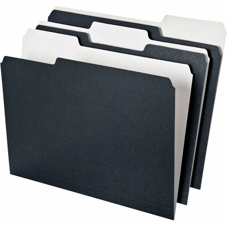 Pendaflex Earthwise 2-tone 1/3 Cut File Folders 1/3 Tab Cut - Top Tab Location - Assorted Position Tab Position - 11 pt. Folder Thickness - Black, White - Recycled - 50 / Pack