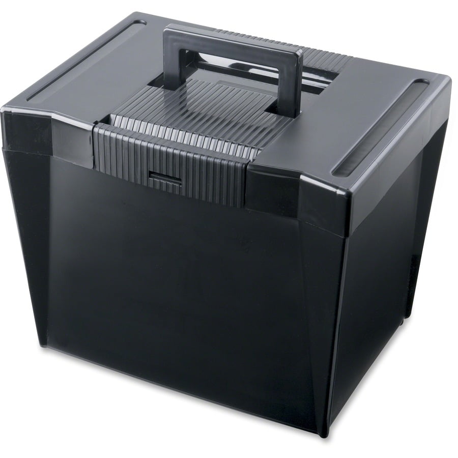 Black Portable File Storage Box with Handle and Latch