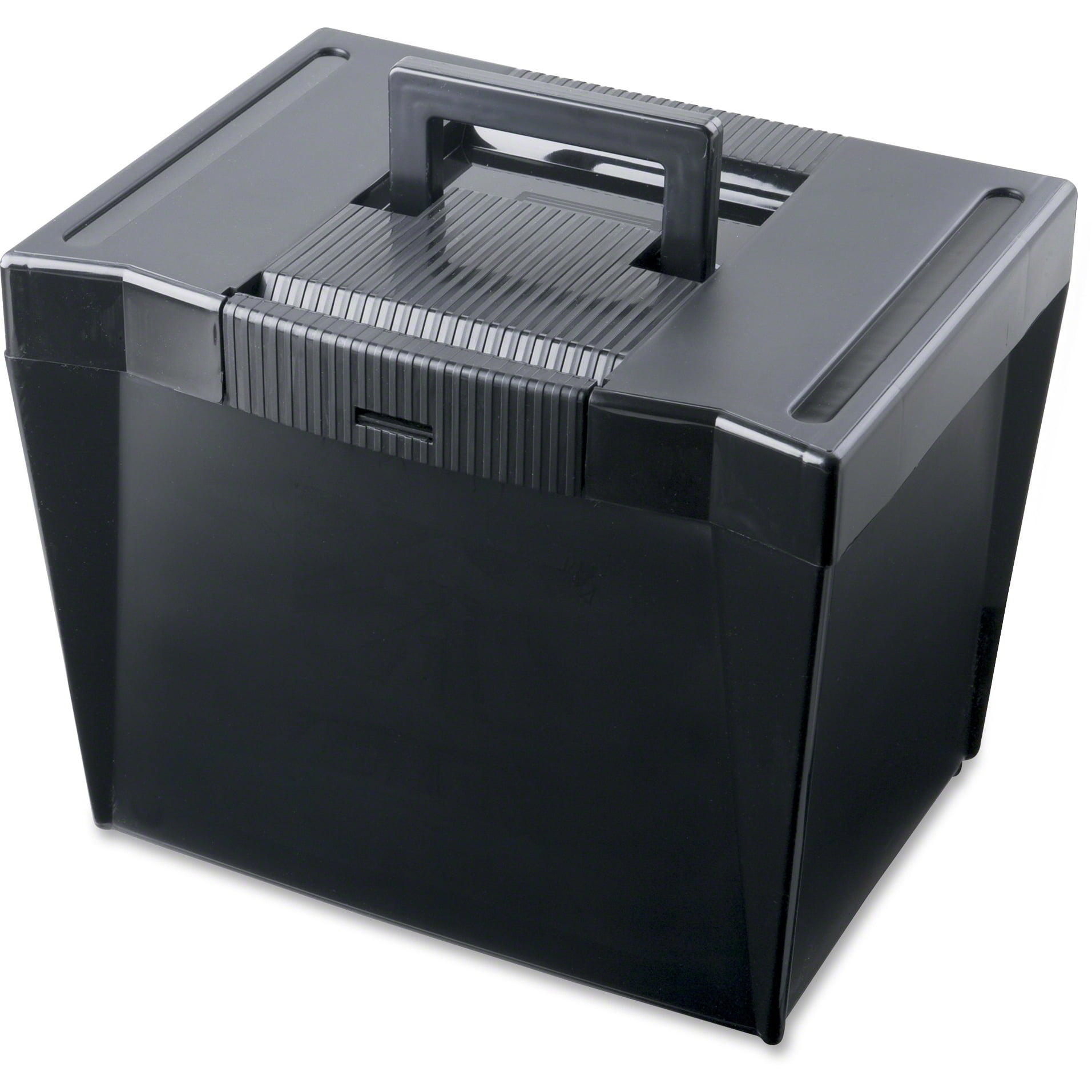 Black Portable File Storage Box with Handle and Latch