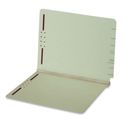 Esselte 44725 Colored Pressboard End Tab Fastener Folders, 3" Expansion, 2 Fasteners, Letter Size, Light Green Exterior, 25/box