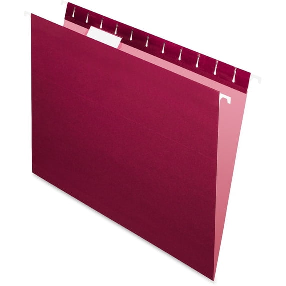 Pendaflex Essentials Colored Hanging Folders 1/5 Tab Letter Burgundy 25/Box 81613