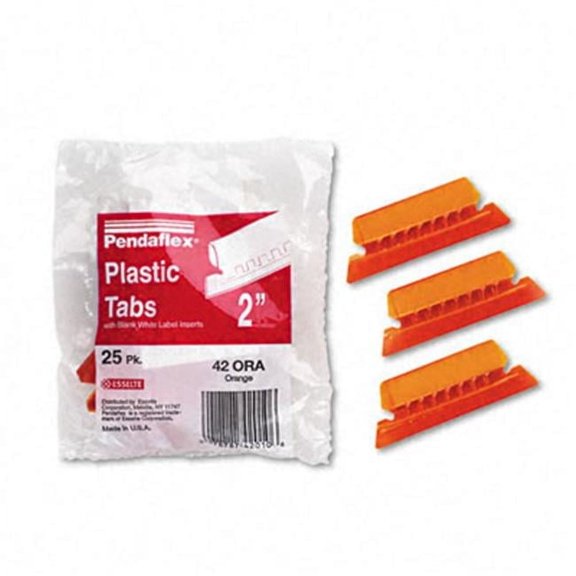 Pendaflex Hanging File Folder Tabs- 1/5 Tab- 2 in- Orange Tab/White Insert- 25/Pack