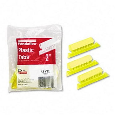 Pendaflex  Hanging File Folder Tabs- 1/5 Tab- 2 in- Yellow Tab/White Insert- 25/Pack