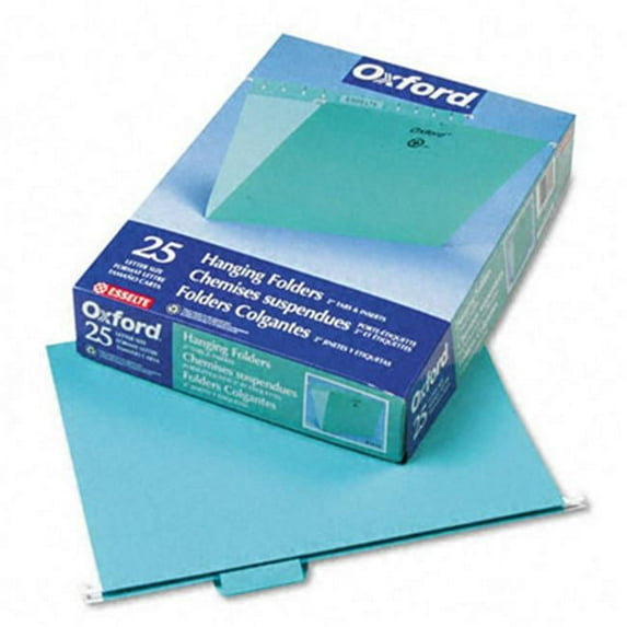 Pendaflex Hanging File Folders - Aqua - Letter - 1/5 Tab - 25/Box