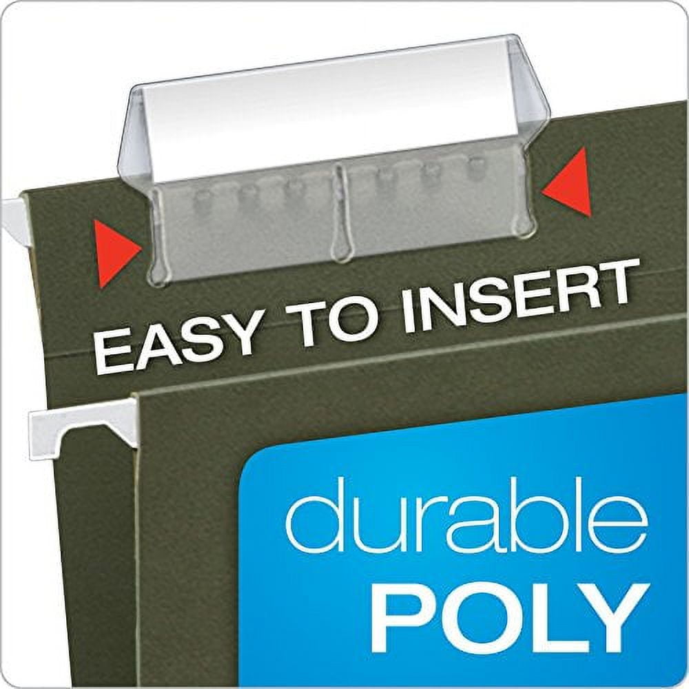 Pendaflex Insertable Plastic Tabs Hanging Folder Tabs, 2", Clear, 25