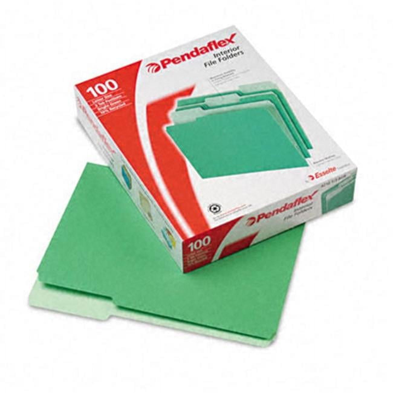 Recycled Interior File Folders, 1/3 Cut Top Tab, Letter, Green, 100/Box