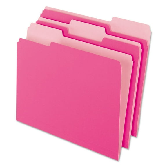 Pendaflex Interior File Folders 1/3 Cut Top Tab Letter Pink 100/Box 421013PIN