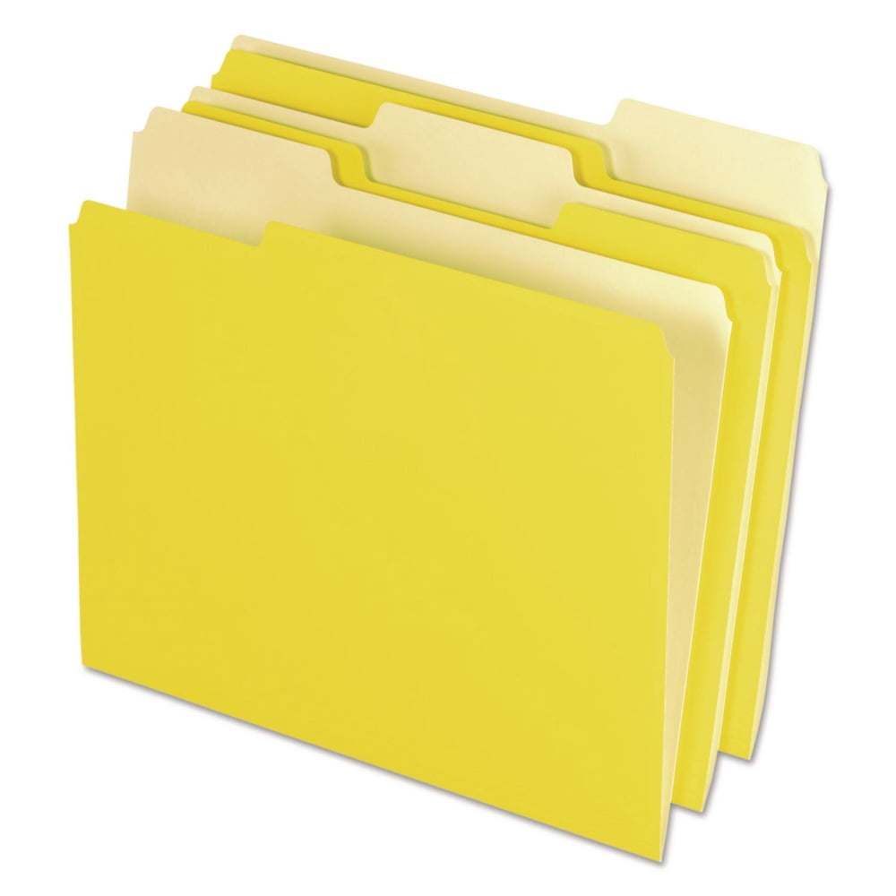 Pendaflex Interior File Folders 1/3 Cut Top Tab Letter Yellow 100/Box 421013YEL