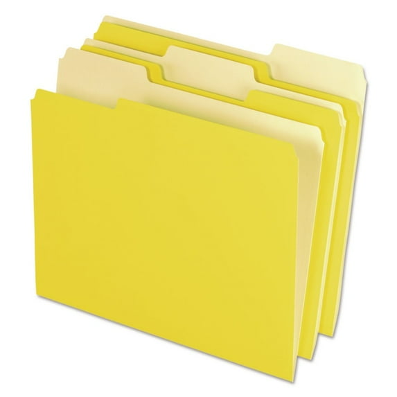 Pendaflex Interior File Folders 1/3 Cut Top Tab Letter Yellow 100/Box 421013YEL