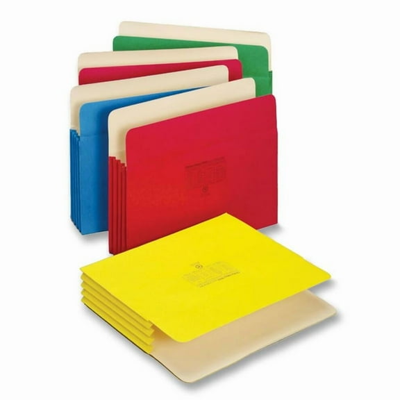 Esselte 1524E5ASST Heavy Duty Reinforced File Pocket, 3.5" Expansion, Letter Size, Randomly Assorted Colors, 5/box