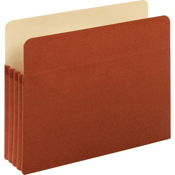 Pendaflex Letter Recycled File Pocket - 8 1/2" x 11" - 800 Sheet Capacity - 3 1/2" Expansion - Redrope - Brown - 10% Recycled - 5 / Pack | Bundle of 5