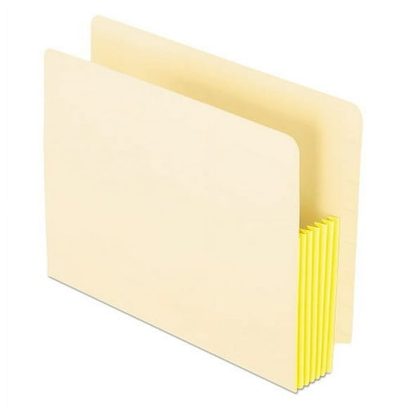 Pendaflex Manila Drop Front Shelf File Pockets with Rip-Proof-Tape Gusset Top, 5.25\" Expansion, Letter Size, Manila, 10/Box
