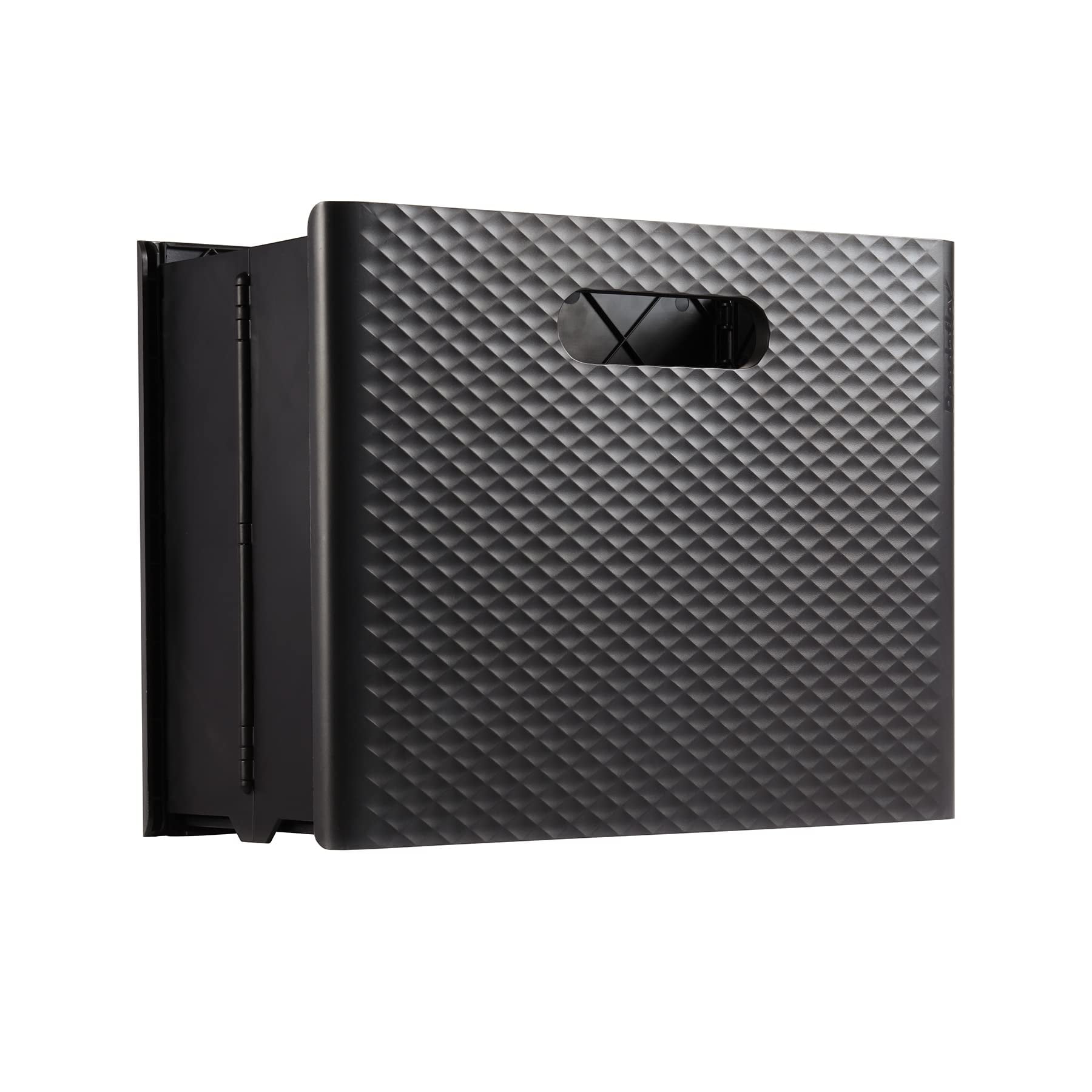 Black Collapsible Mobile File Box with Handles