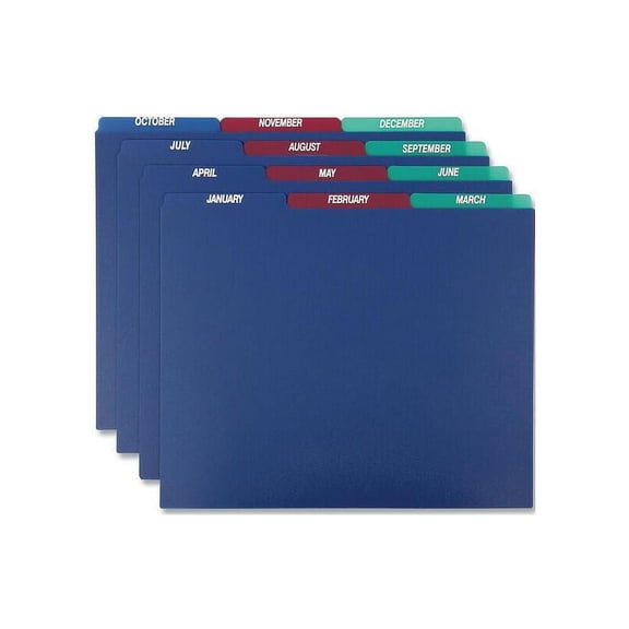 Pendaflex Monthly 1/3 Cut File Guides, Assorted Colors, 12 Count