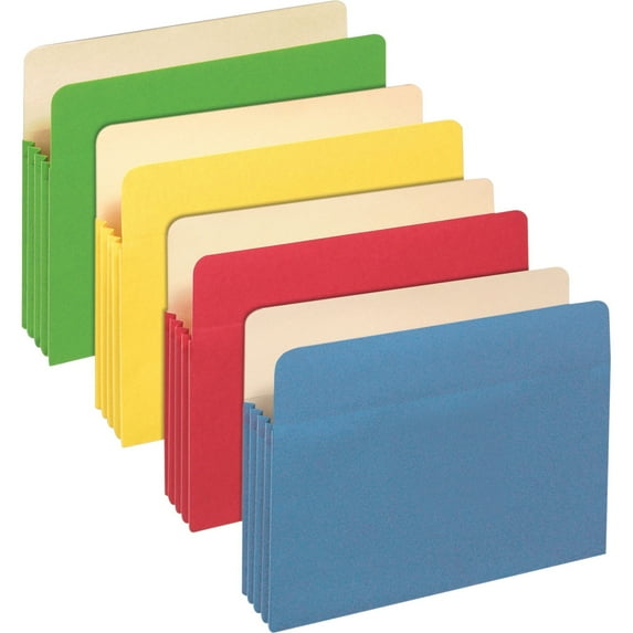 Pendaflex, PFX1524EASST, 3-1/2" Expansion Colored File Pockets, 25 / Box, Assorted