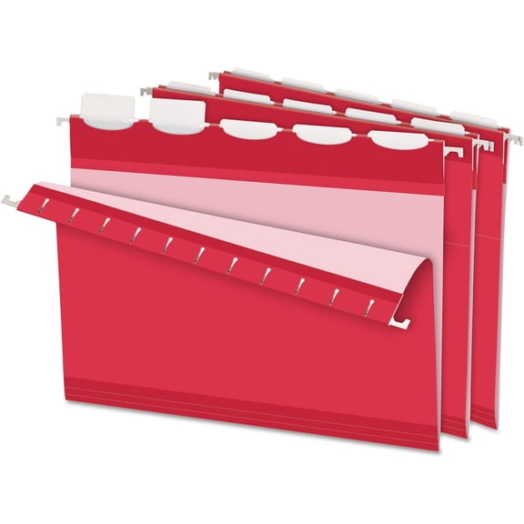 Pendaflex PFX42623 Ready-Tab Reinforced Hanging File Folders, Letter Size, Red, 5 Tab, 25/BX (42623)
