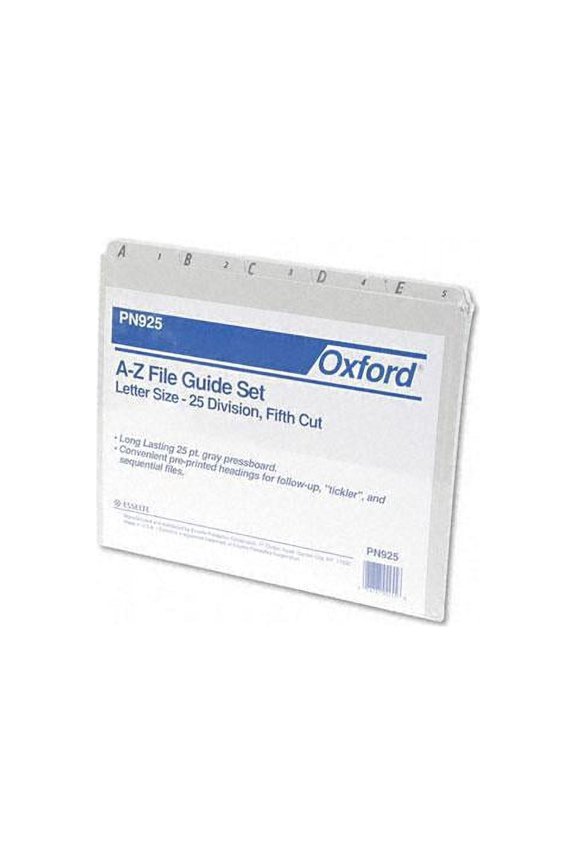 PN925 Recycled Top Tab File Guides, Alpha, 1/5 Tab, Pressboard, Letter, 25/Set