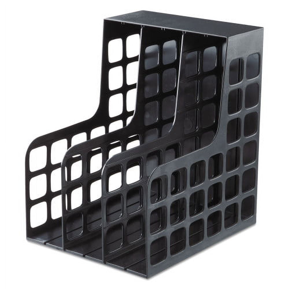 Plastic Magazine File, Two Snap-In Dividers, 9 x 10.63 x 12, Black Plastic Magazine File, Two Snap-In Dividers, 9 x 10.63 x 12, Black