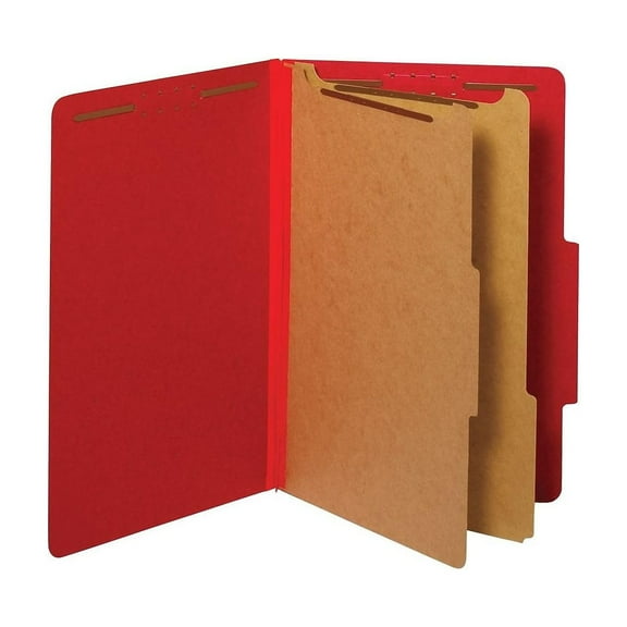 Pendaflex Pressboard Classification Folder 2-Dividers 2 1/2" Expansion Legal Size Bright Red 10/Box