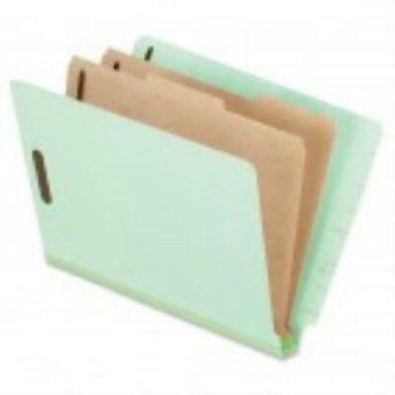 Pendaflex End Tab Classification Folders, 2.5" Expansion, 2 Dividers, 6 Fasteners, Letter Size, Pale Green Exterior, 10/Box (23224)