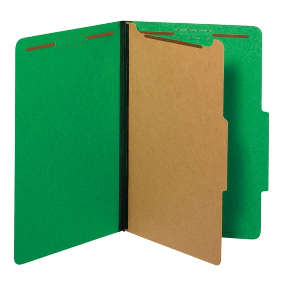 Pendaflex Pressboard Classification Folders With Fasteners, 1 3/4" Expansion, Legal Size, Dark Green, Box Of 10 Folders