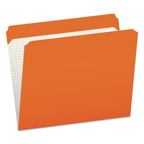 Pendaflex R152 ORA 0.75 in. Expansion Straight Tabs Double-Ply Reinforced Top Tab Colored File Folders - Letter Size, Orange (100/Box)