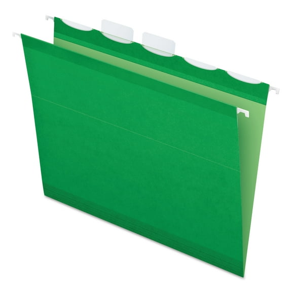 Pendaflex Ready-Tab Colored Reinforced Hanging Folders, Letter Size, 1/5-Cut Tab, Bright Green, 25/Box (42626)