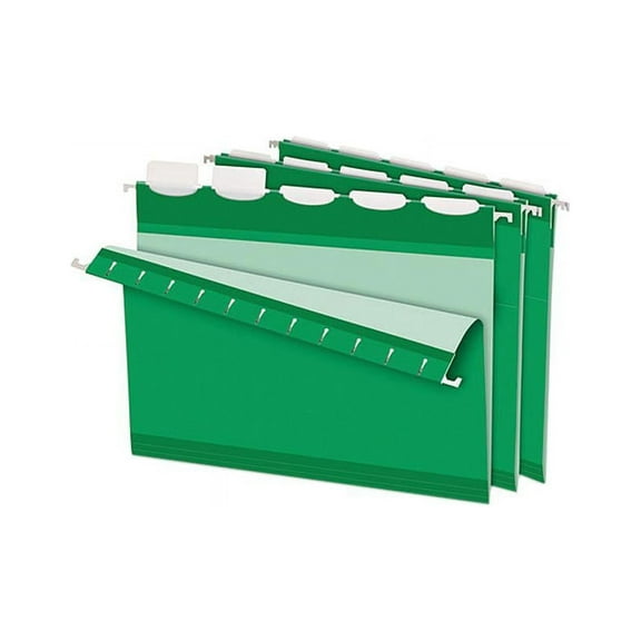 Pendaflex Ready-Tab Lift Tab Reinforced Hanging Folders, 1/5 Tab, Letter, Bright Green, 25/Box