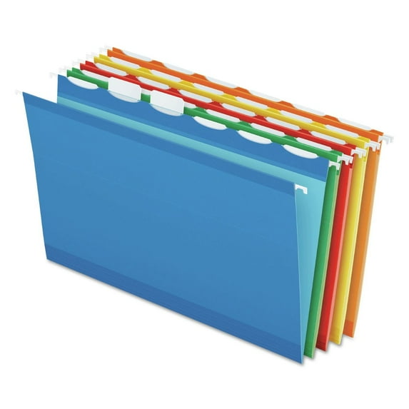 1/6-Cut Ready-Tab Colored Reinforced Legal Size Hanging Folders - Assorted Colors (25/Box)