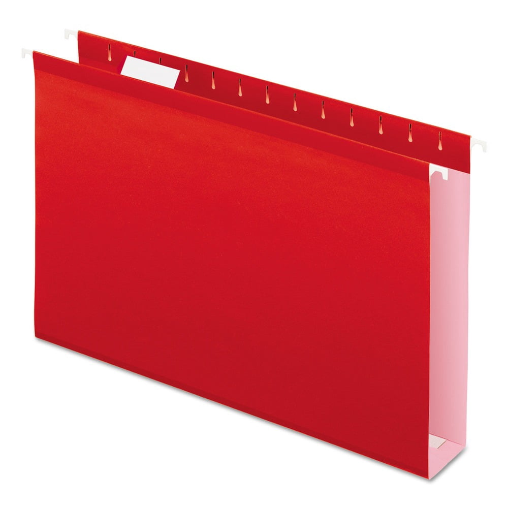 Pendaflex Reinforced 2" Extra Capacity Hanging Folders 1/5 Tab Legal Red 25/Box 4153X2RED