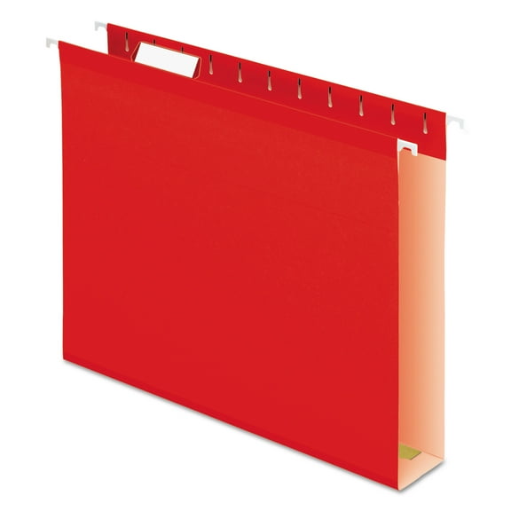 Pendaflex Reinforced 2" Extra Capacity Hanging Folders, 1/5 Tab, Letter, Red, 25/Box -PFX4152X2RED