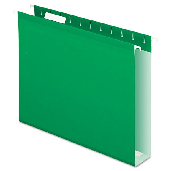 Pendaflex Reinforced 2" Extra Capacity Hanging Folders Letter Bright Green 25/Box 4152X2BGR