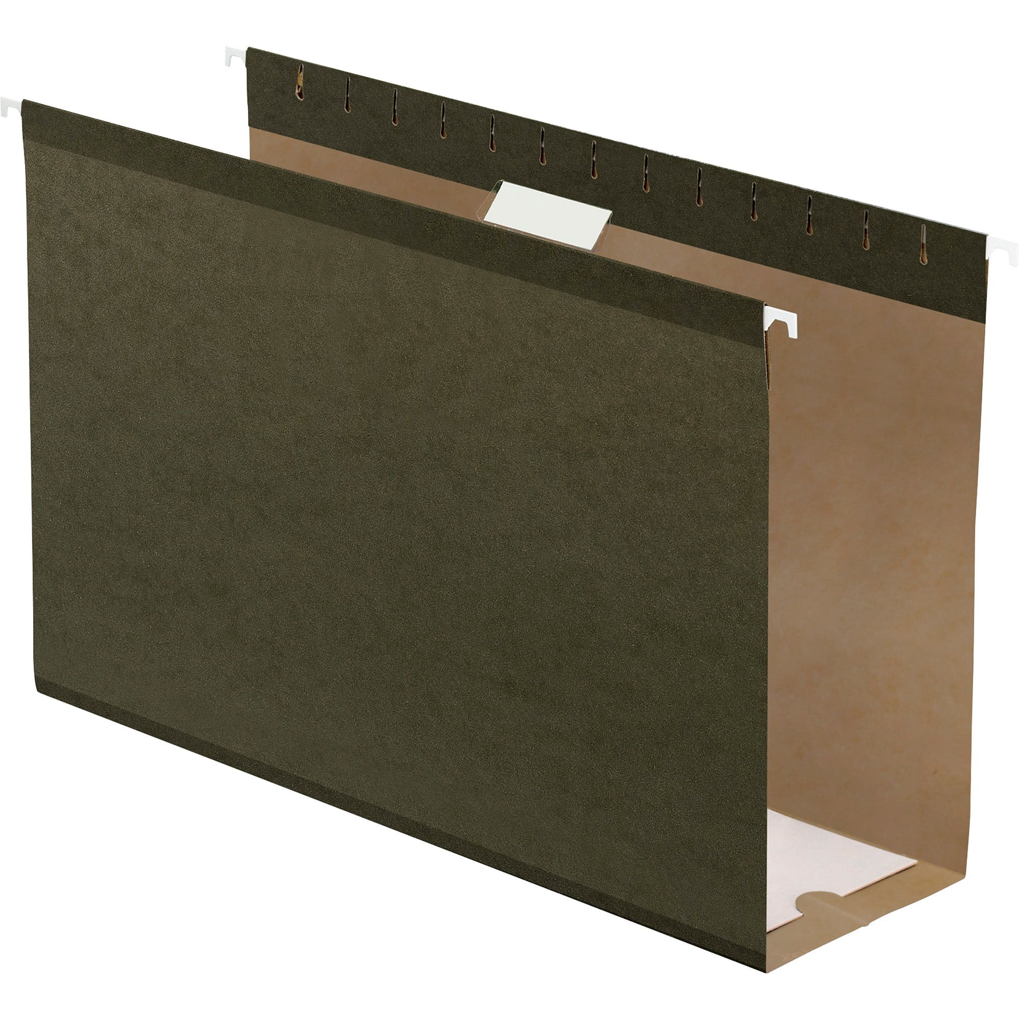 Extra Capacity Reinforced Hanging File Folders with Box Bottom Legal Size, 1/5-Cut Tab, Standard Green, 25/Box