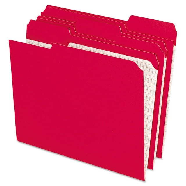 Pendaflex Reinforced Top Tab File Folders 1/3 Cut Letter Red 100/Box ...