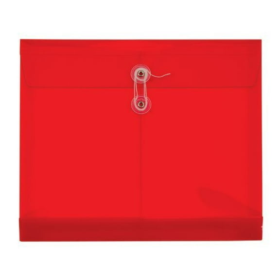 Globe-weis String Tie Translucent Envelope - Letter - 8.50" X 11" - 1.25" Expansion - Polypropylene - Red - 5 / Pack (84527GW)