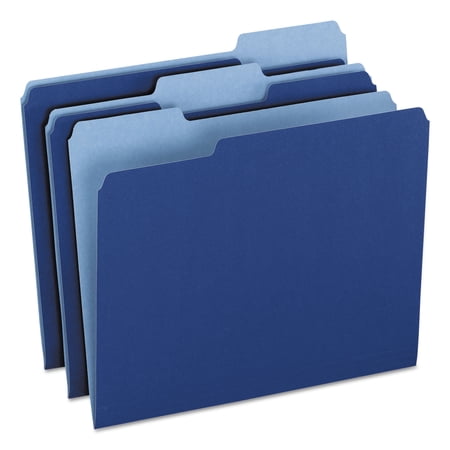 Pendaflex Two-Tone File Folder, Letter Size, 1/3 Cut Tabs, Navy, Pack of 100