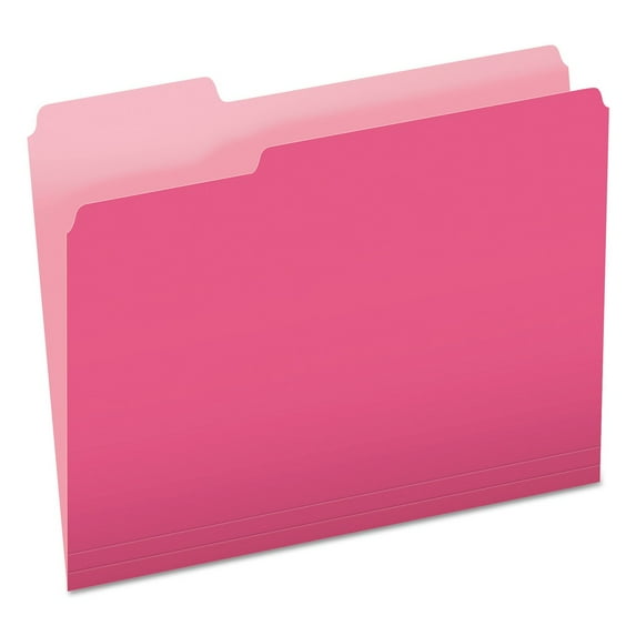Pendaflex Two-Tone File Folder, Letter Size, 1/3 Cut Tabs, Pink, Pack of 100