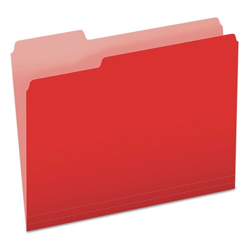 Pendaflex TwoTone File Folder, Letter Size, 1/3 Cut Tabs, Red, Pack of
