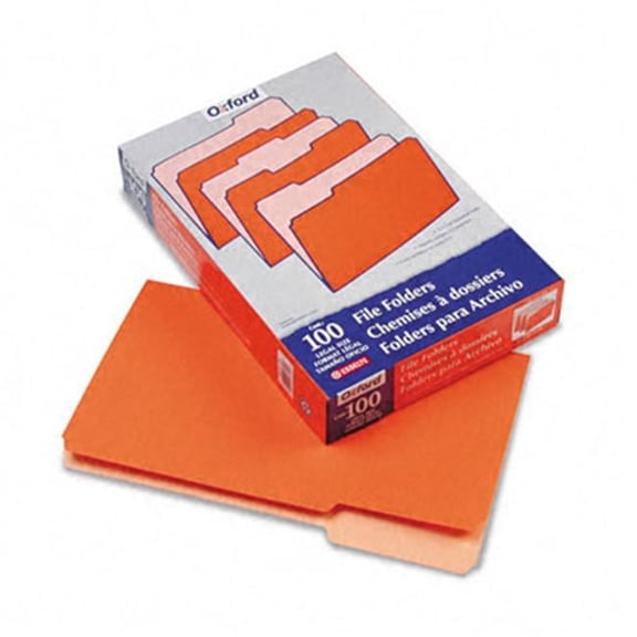 Pendaflex Two-Tone File Folders- 1/3 Cut- Top Tab- Legal- Orange/Light Orange- 100/Box